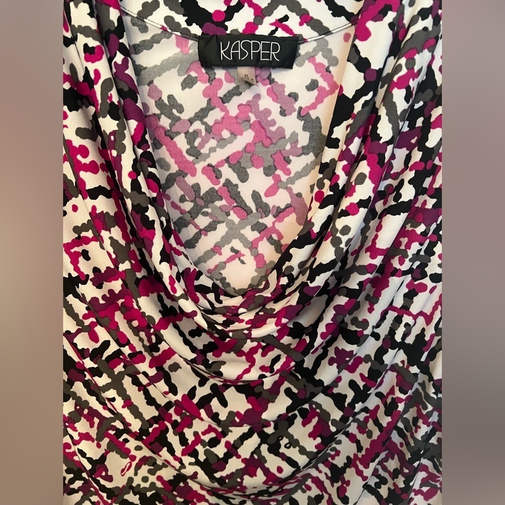 KASPER SLEEVELESS COWL NECK TOP EVERYDAY KNIT  SIZE XL. MULTI COLORED